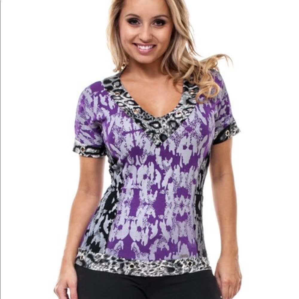 Purple Black White Detail Shirt